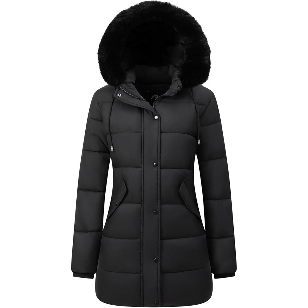 Women's Black Snow Vest Jacket Traps Coat Long Windproof Waterproof Winter Warm
